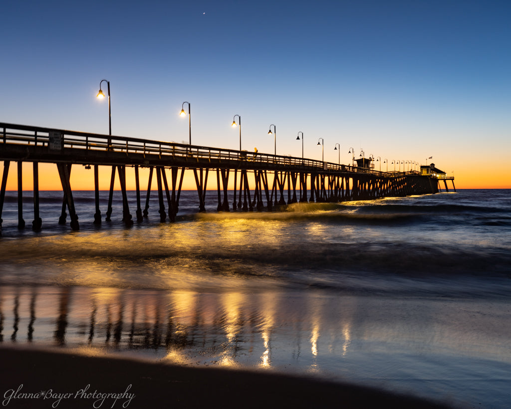 pier and ocean after sunset