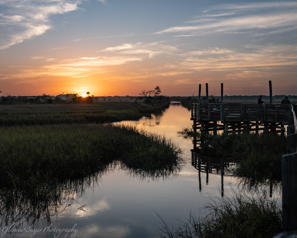 sunset reflected in river