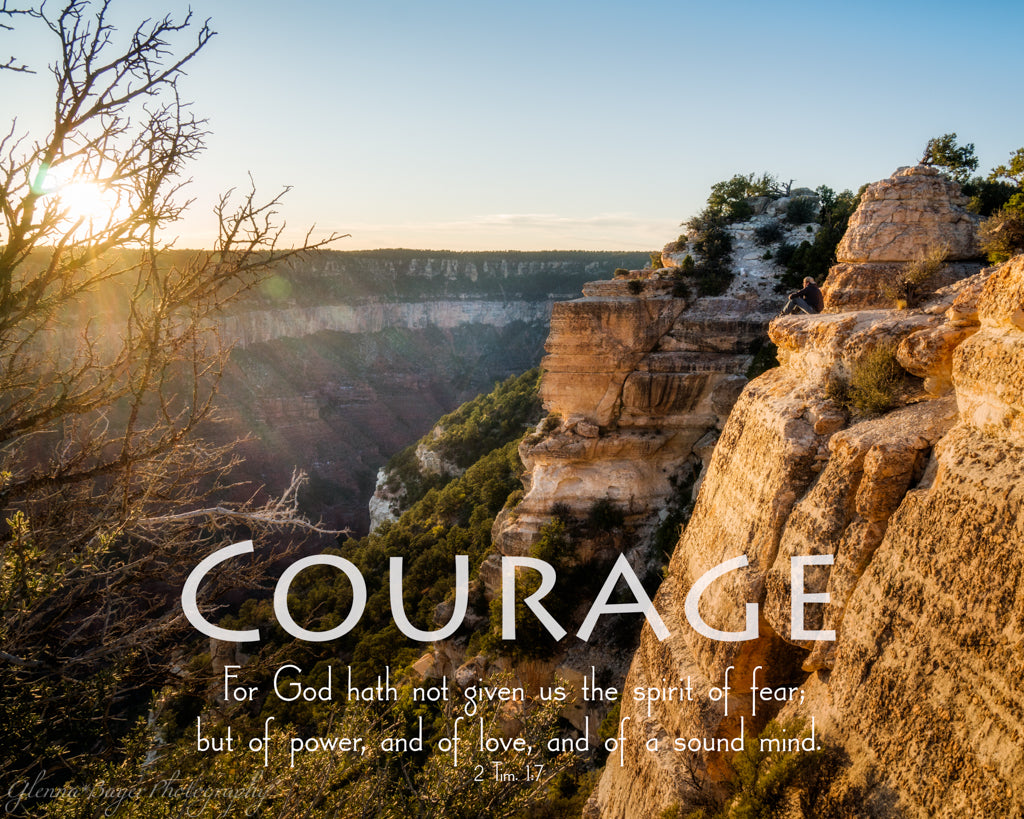 Sunrise over the Grand Canyon National Park with scripture verse