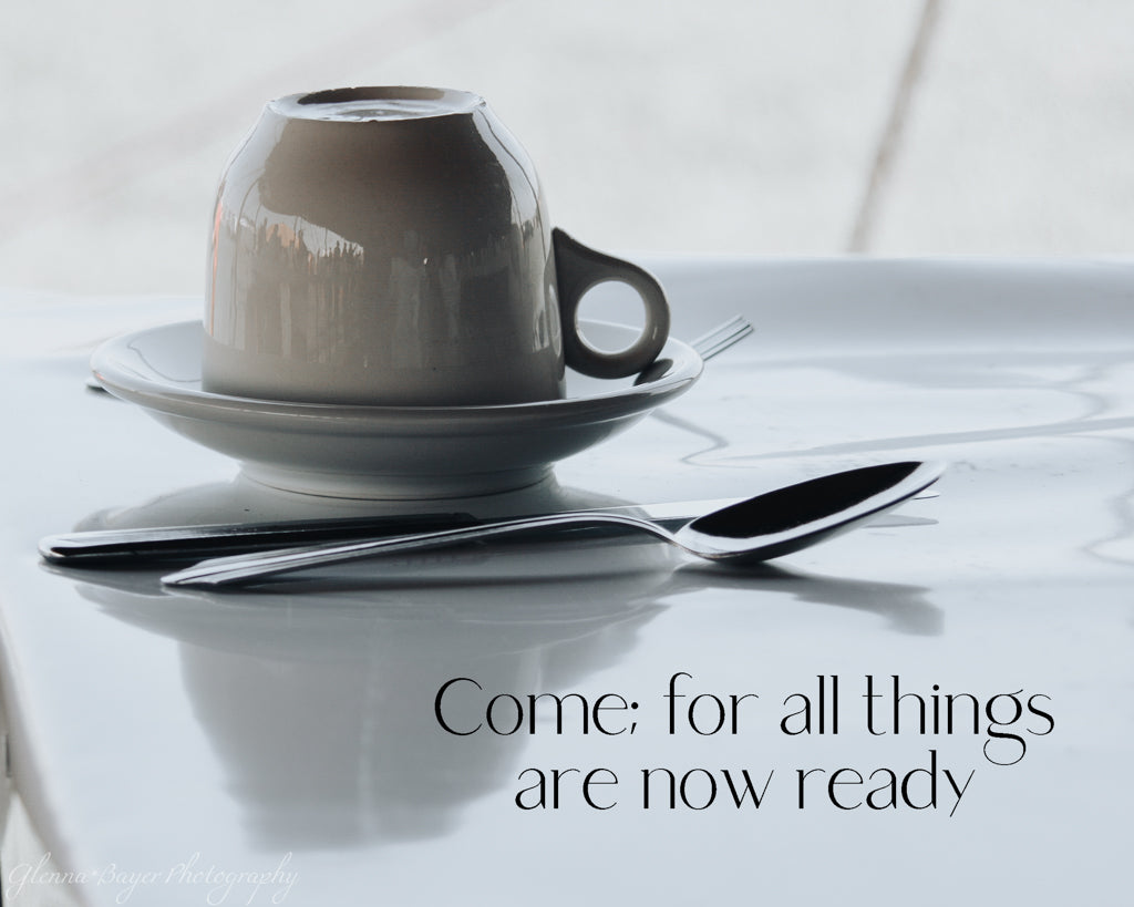 Still life of cup on saucer place