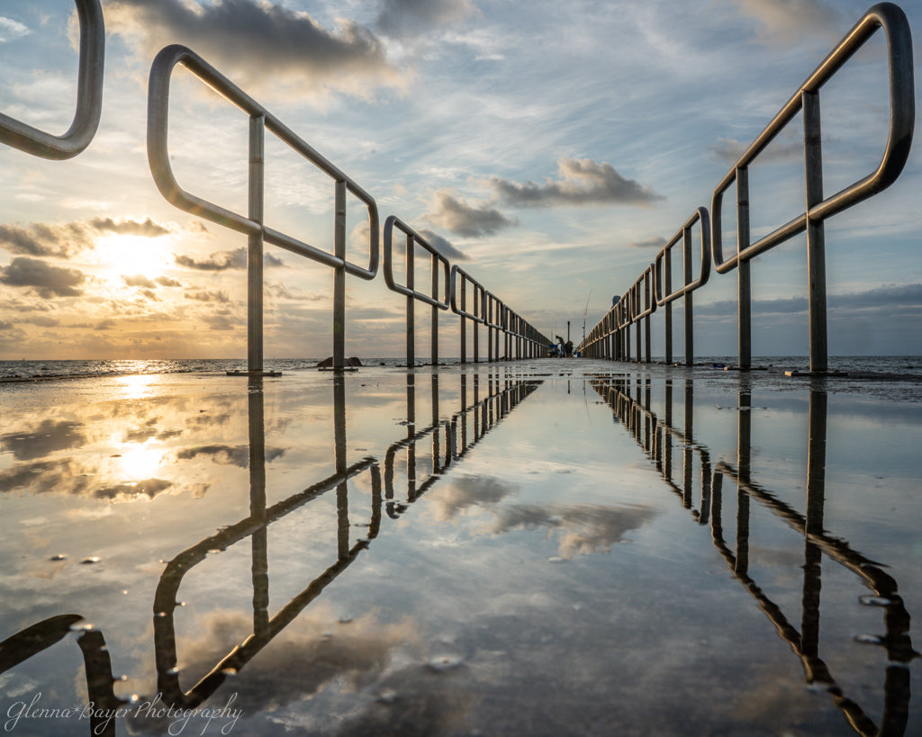 reflection in water on pier