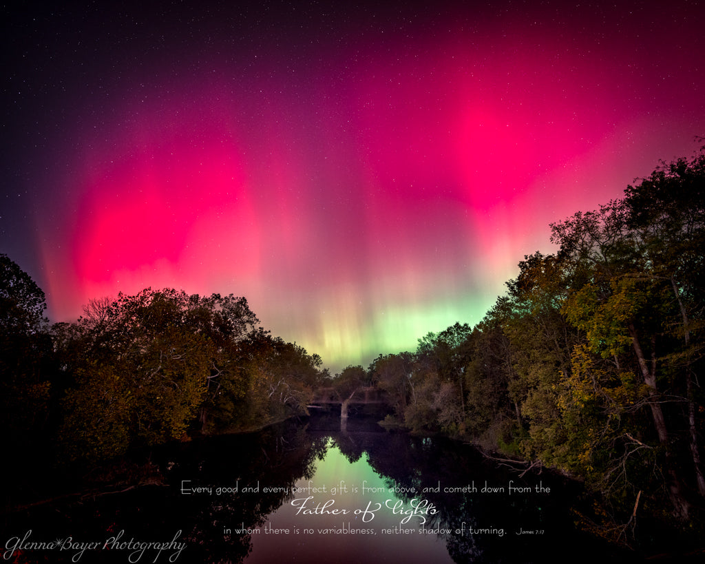 Northern lights over river