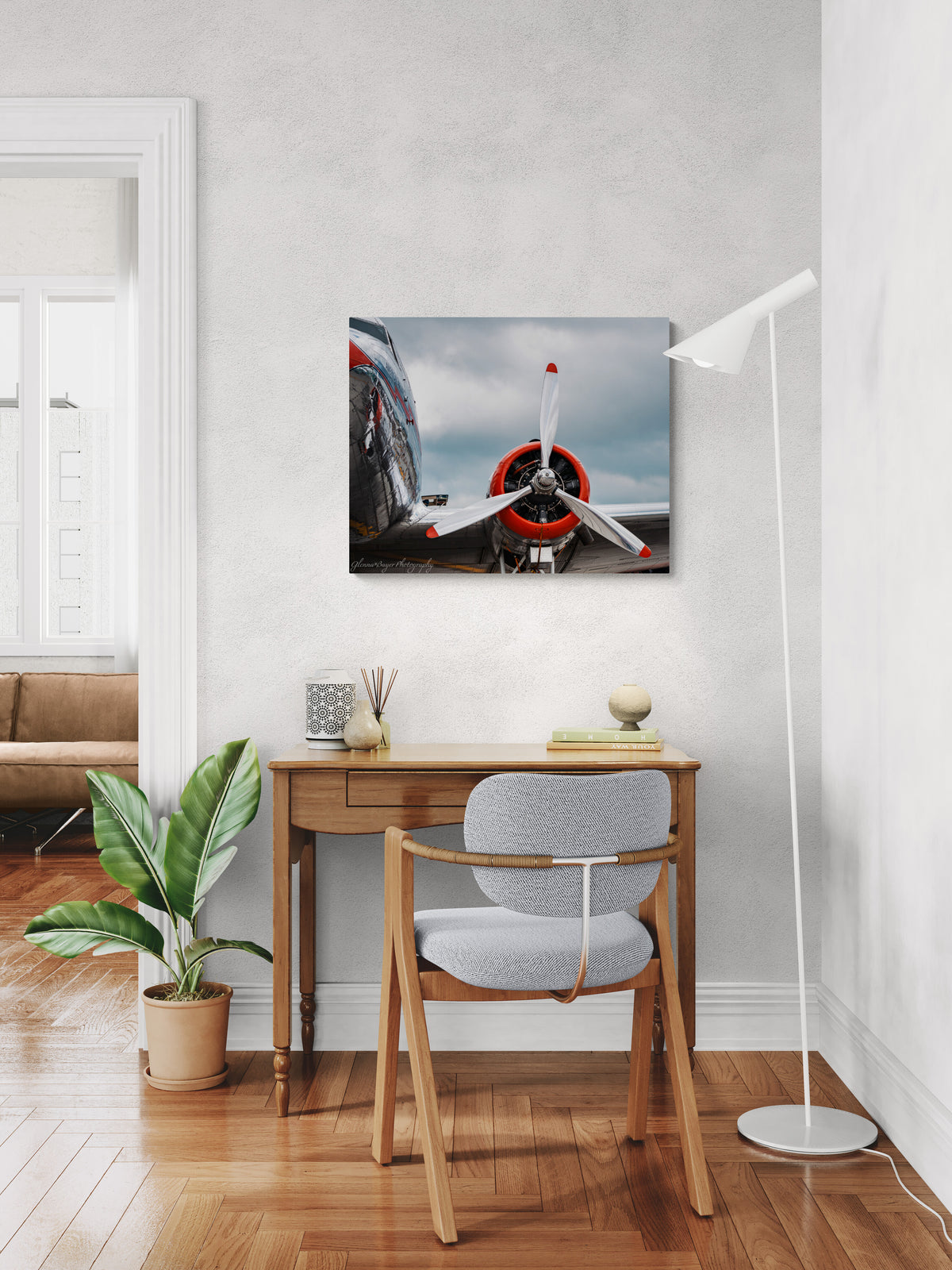 print displayed on wall in office