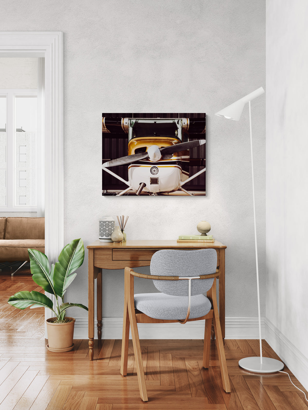 print displayed on wall in office
