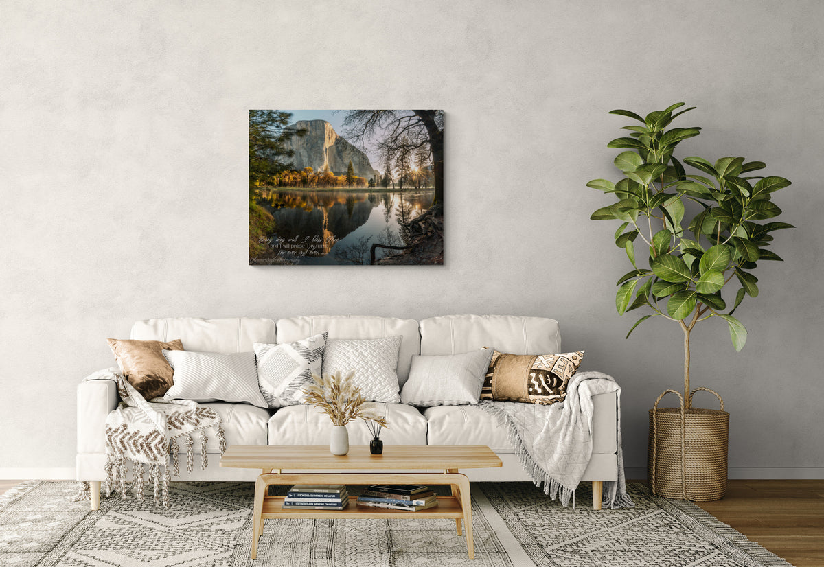  print displayed on wall in living room