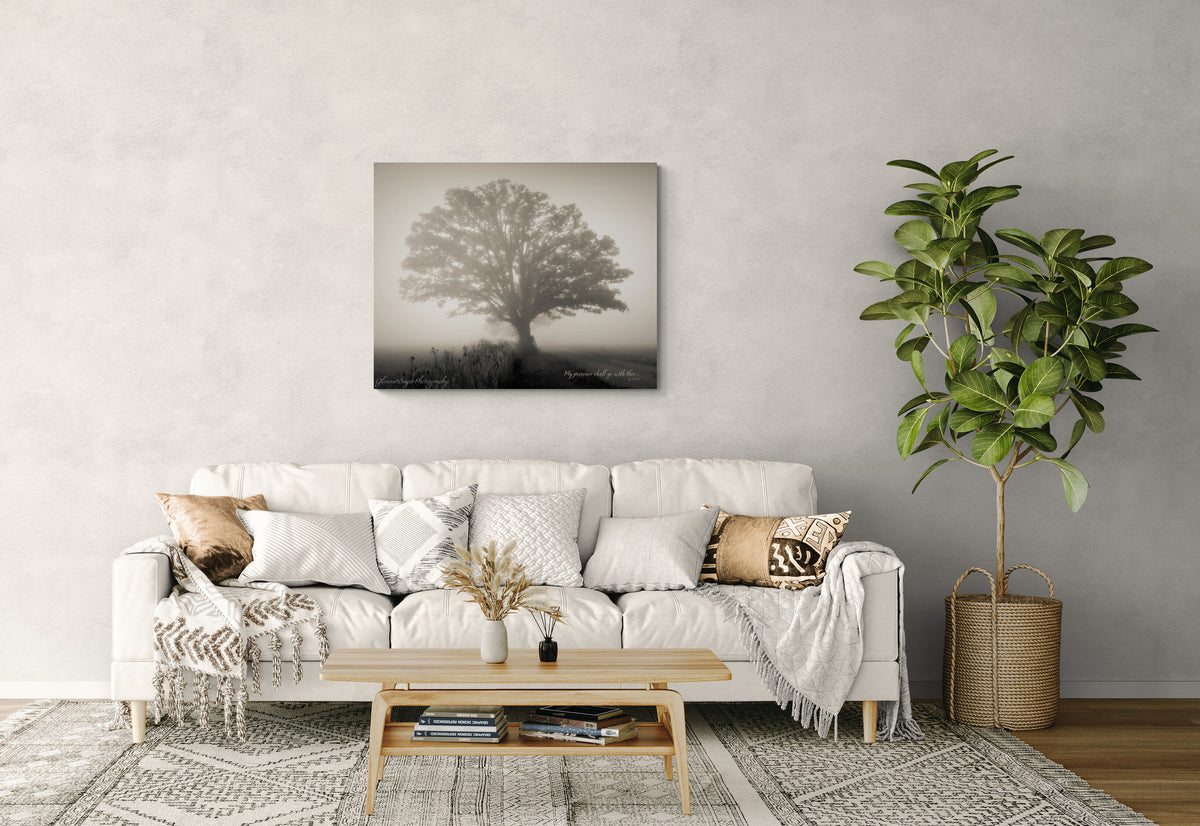  print displayed on wall in living room