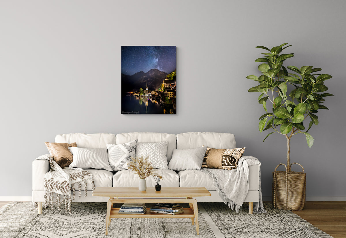  print displayed on wall in living room