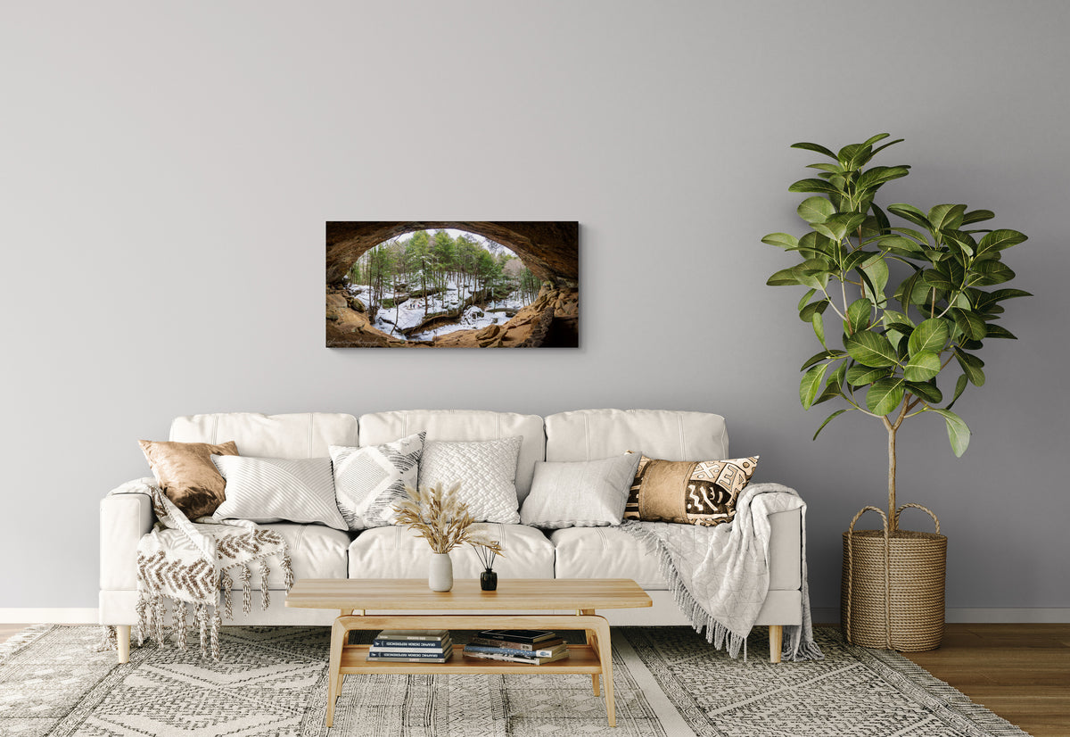  print displayed on wall in living room