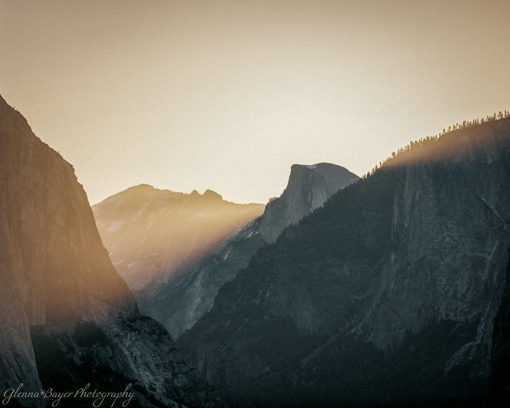Sunrise behind Half Dome in Yosemite