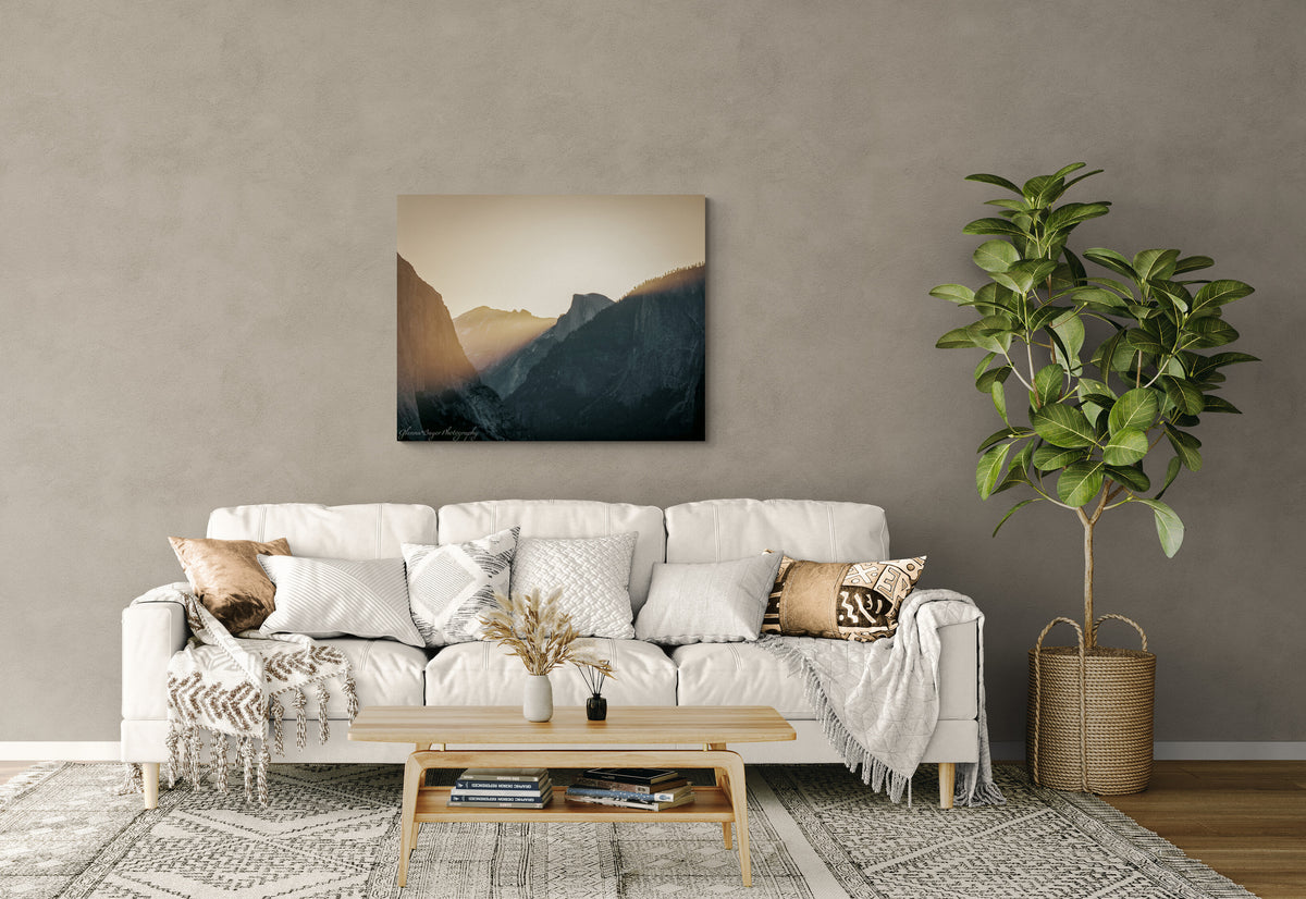  print displayed on wall in living room
