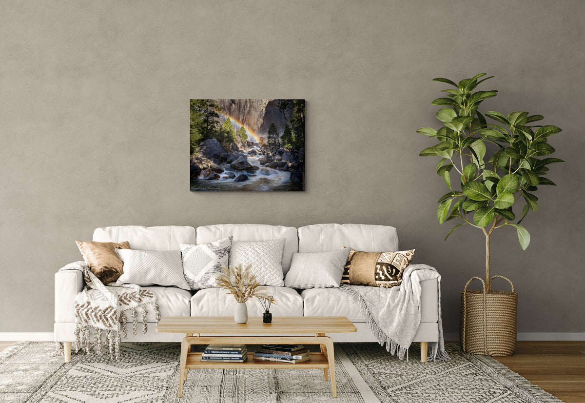  print displayed on wall in living room