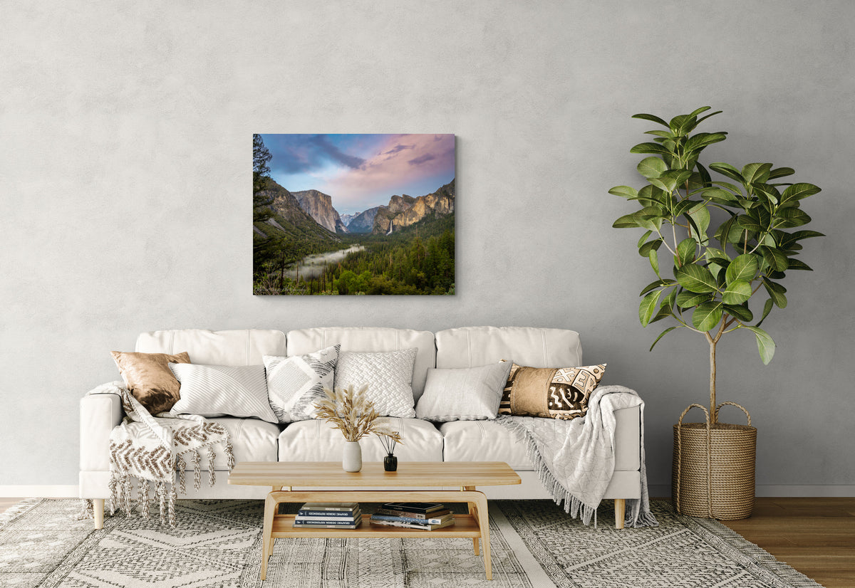  print displayed on wall in living room