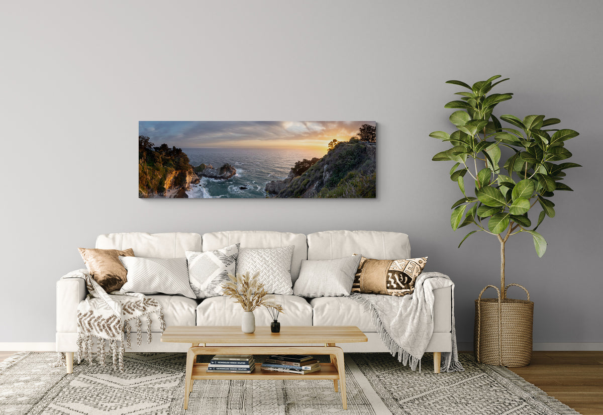  print displayed on wall in living room