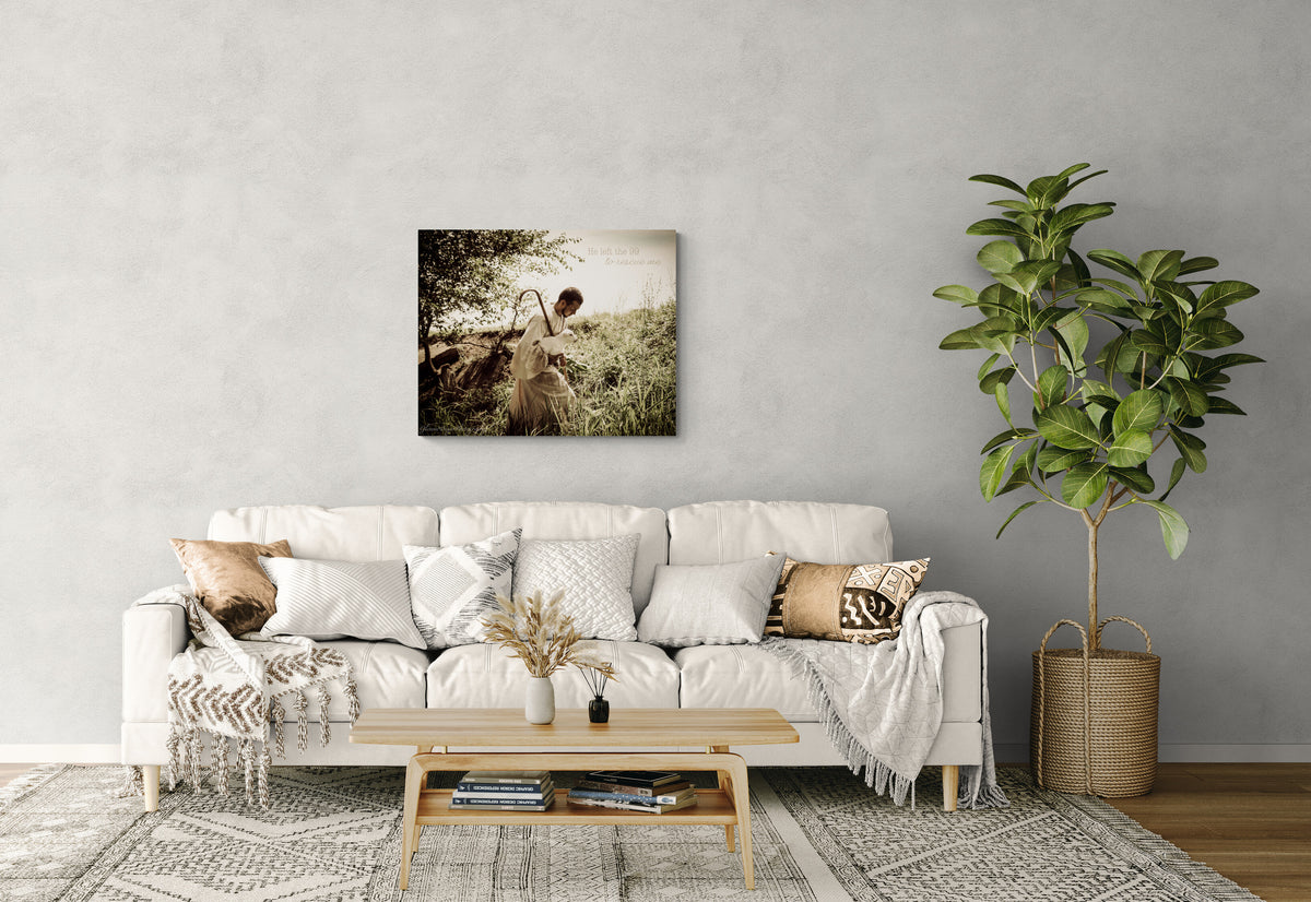  print displayed on wall in living room
