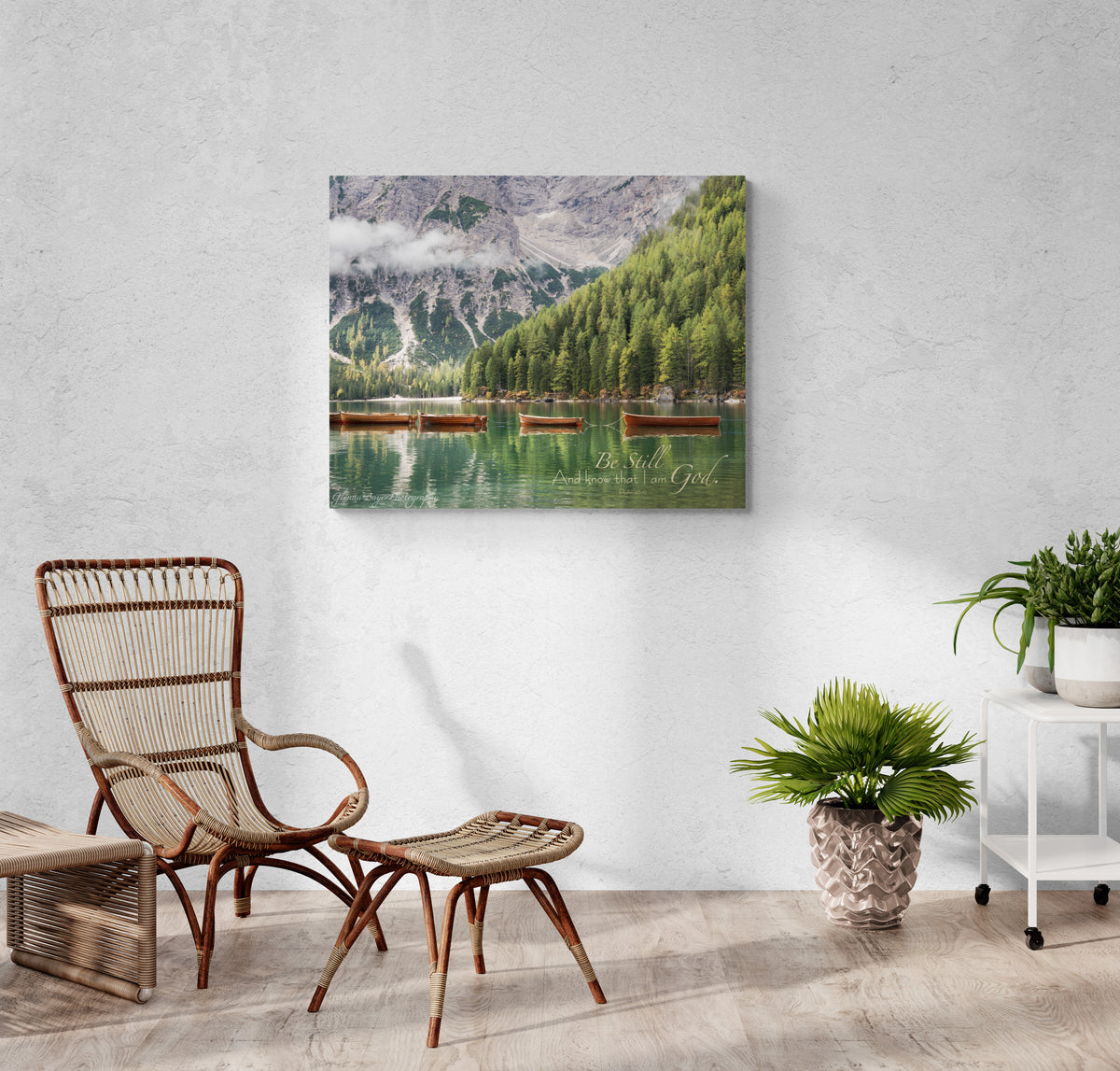 print displayed on wall in living room