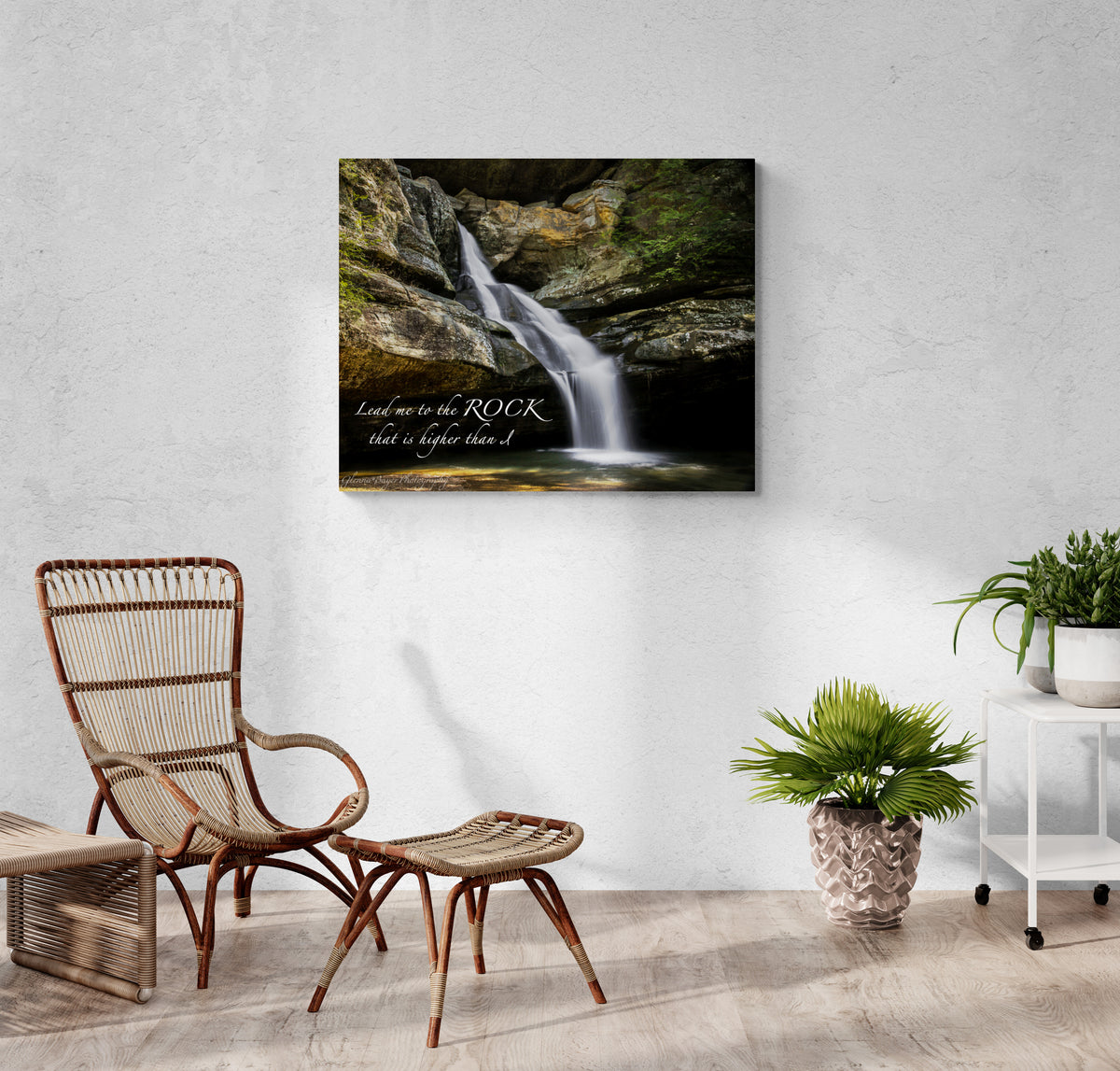 print displayed on wall in living room