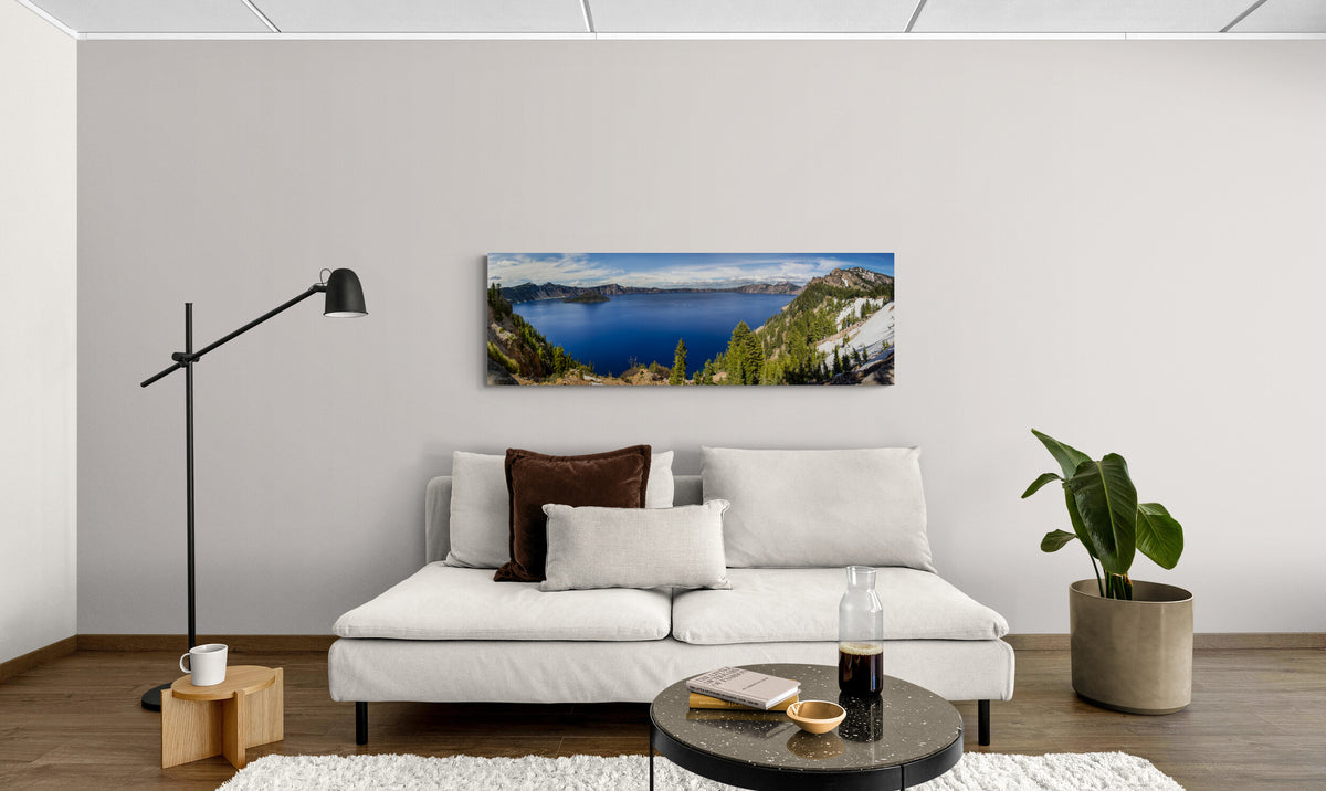 print displayed on wall in living room