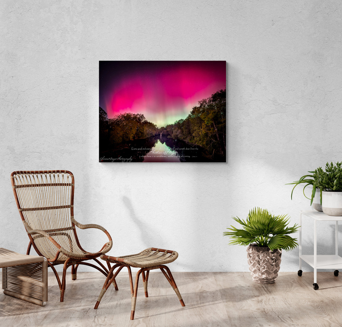print displayed on wall