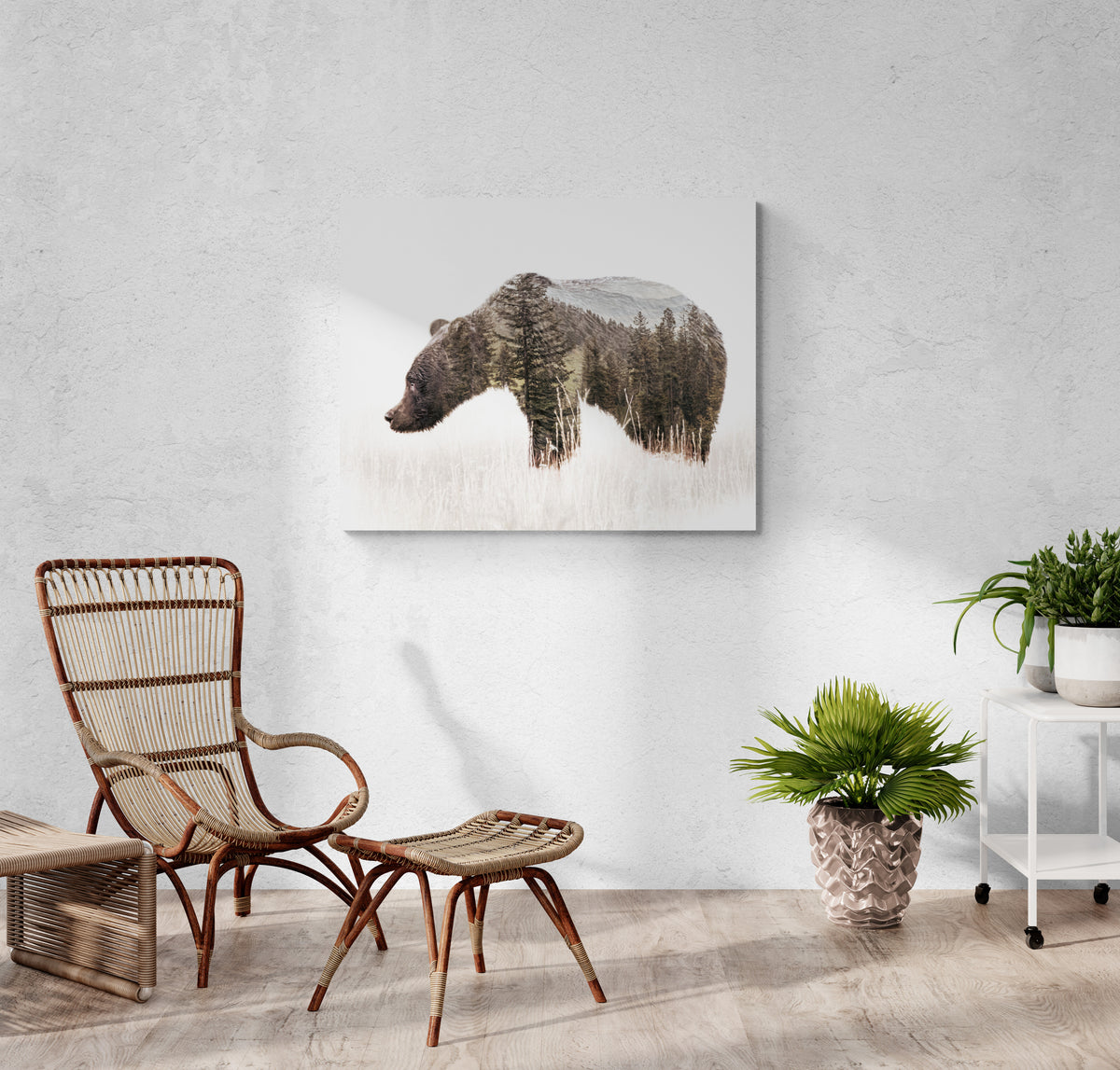 print displayed on wall
