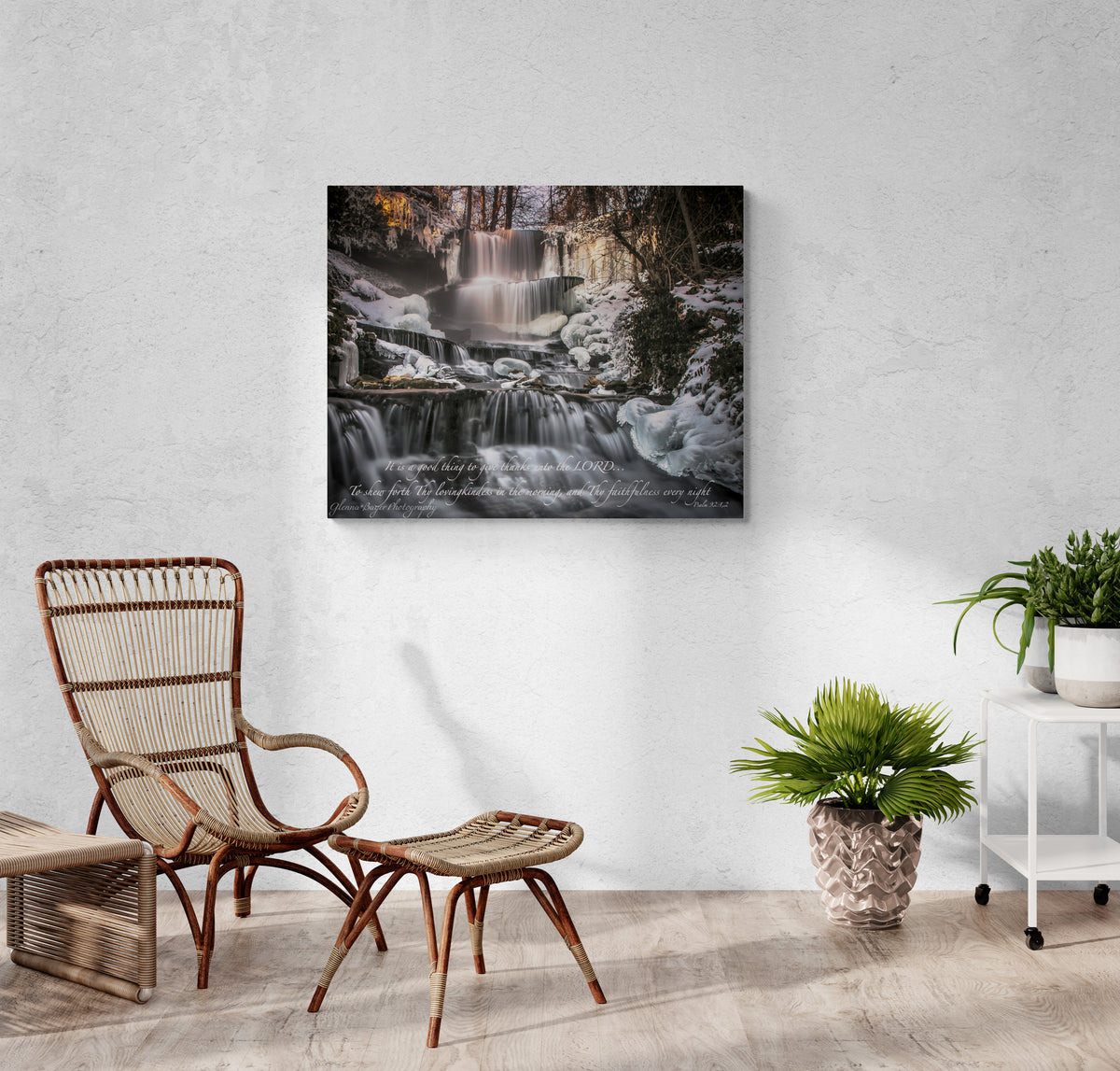 print displayed on wall