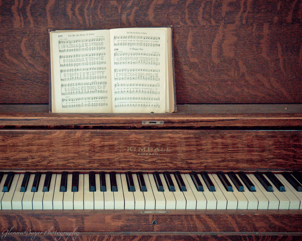 Old vintage piano and songbook