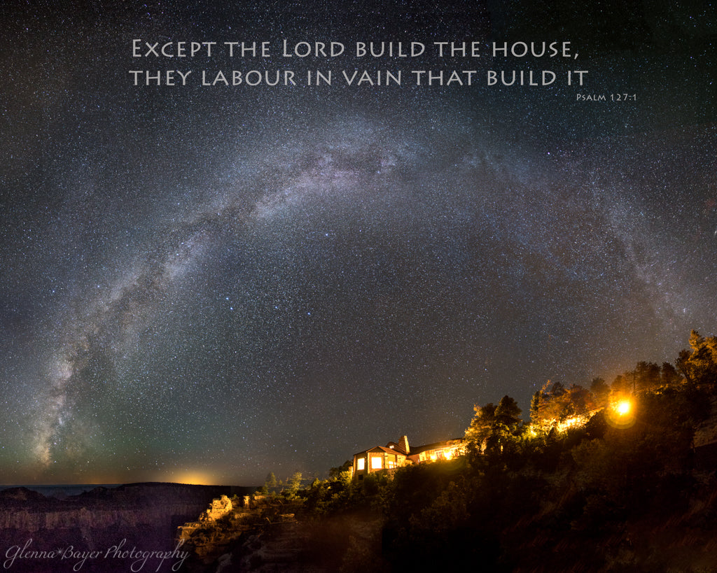 The Milky Way Arch over the Grand Canyon with scripture verse