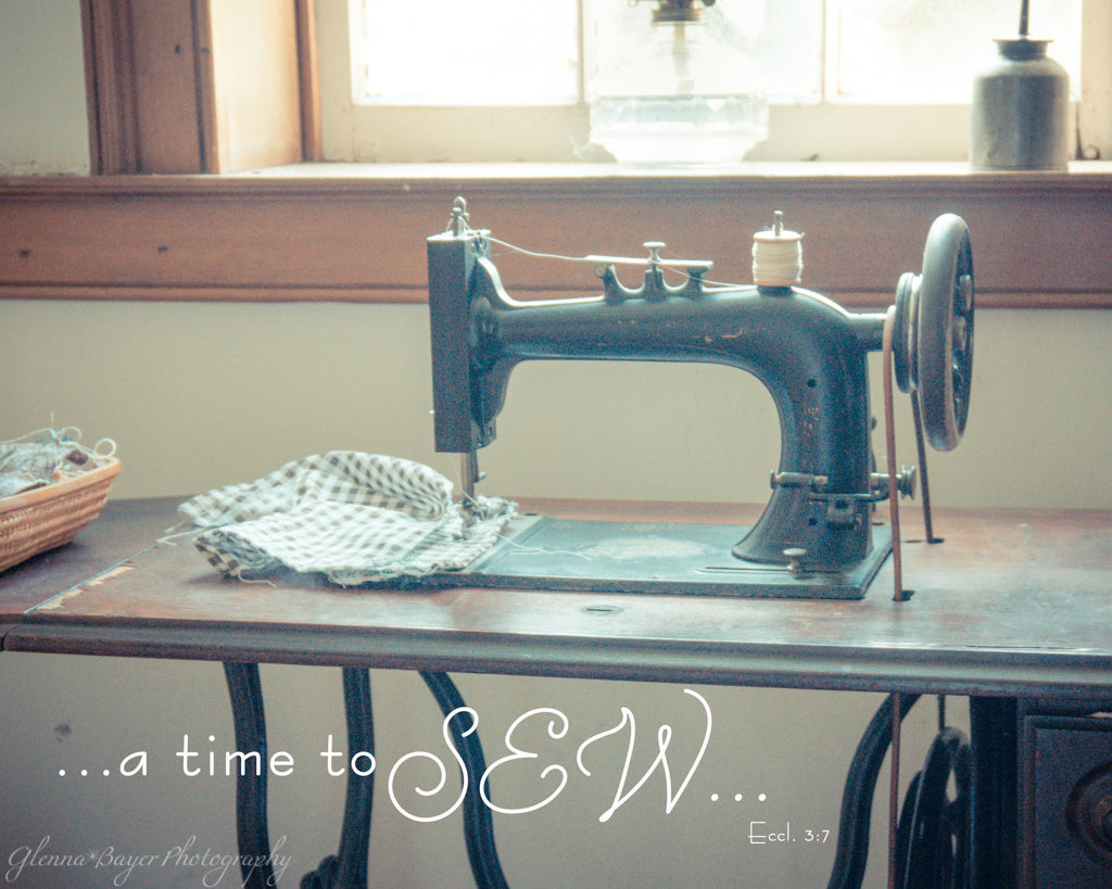 Vintage sewing machine with scripture verse