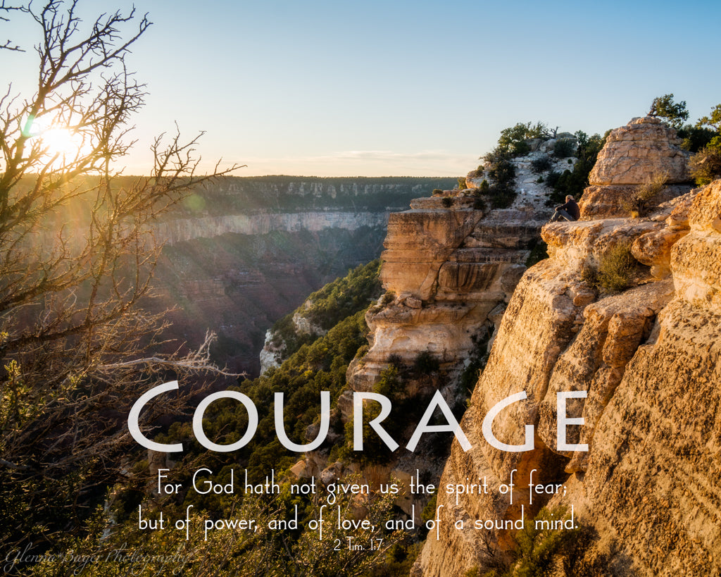 Sunrise over the Grand Canyon National Park with scripture verse