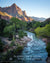 Watchman and river at Zion National Park with scripture verse