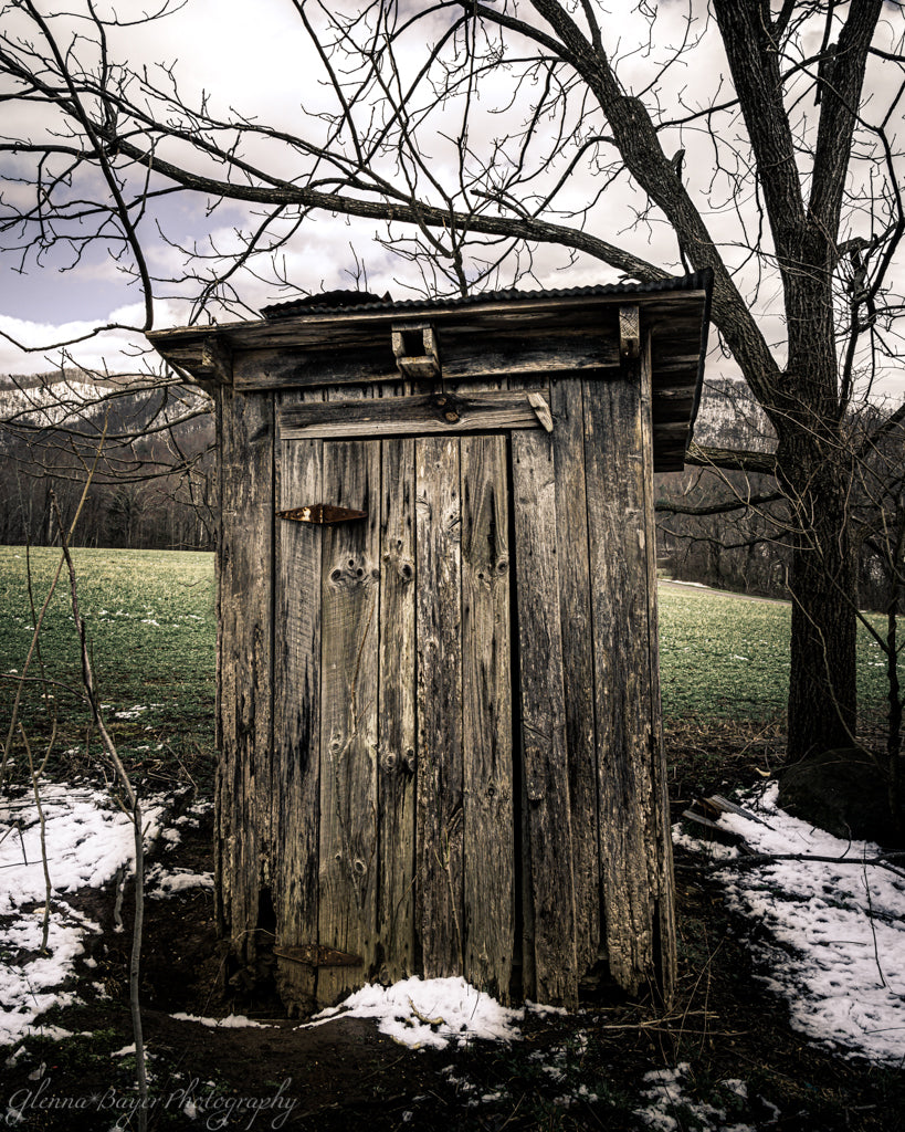 Virginia outhouse in winter