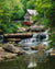 Glade Creek Grist Mill and waterfall in summer with song verse