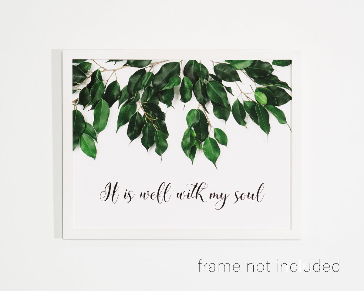 framed print of Ficus branched on top half of picture