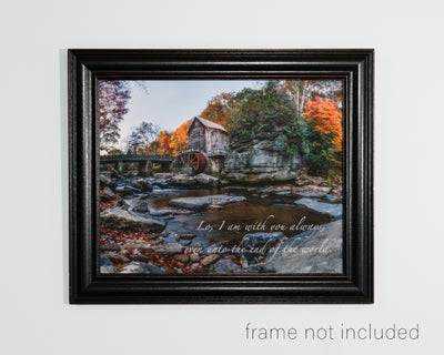 framed print of Glade Creek Mill in Autumn with scripture verse