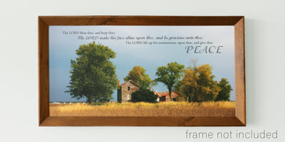 framed print of Old farm in fall with dark storm clouds in Darke County, Ohio with scripture verse