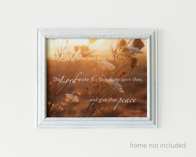 framed print of Autumn foliage in sunset glow with scripture verse