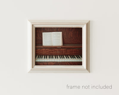 Framed print of Old vintage piano and songbook