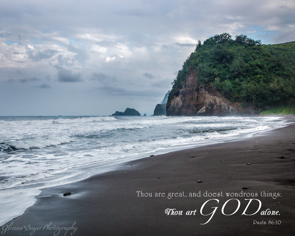 Hawaii Black Beach with scripture verse