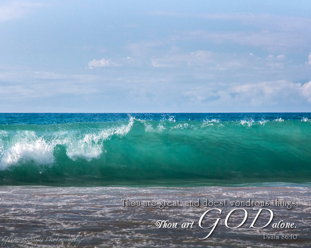 Hawaiian ocean wave with scripture verse