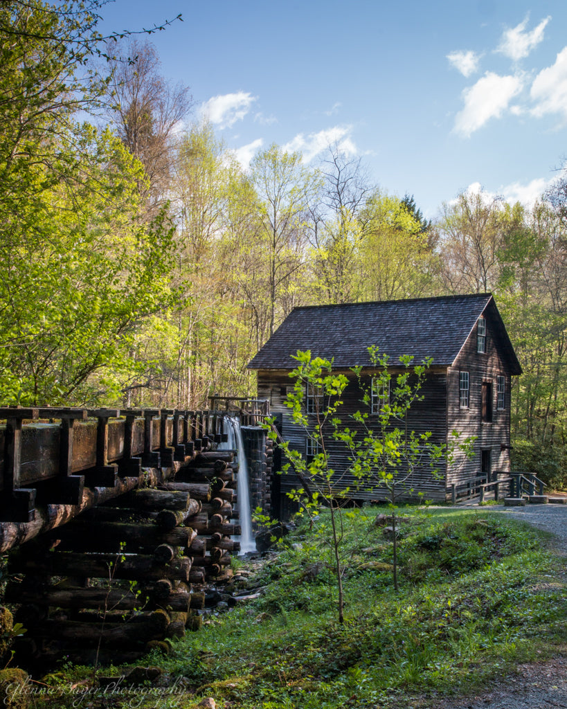Old Mingus Mill in Swain County, North Carolina in spring