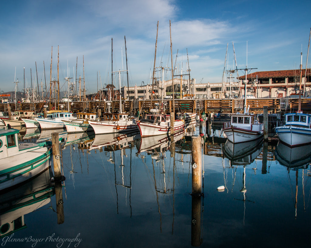 Clear blue M=morning at Fisherman's Wharf in California