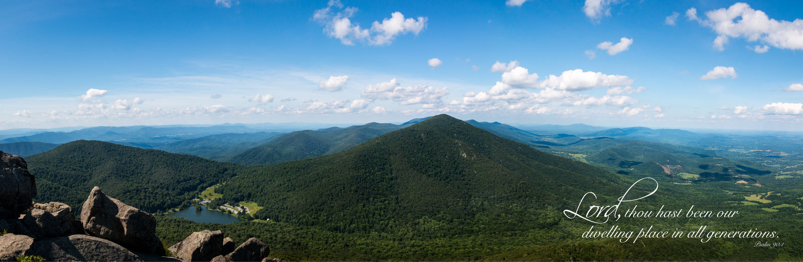 Peaks of Otter Panarama in Virginia with scripture verse