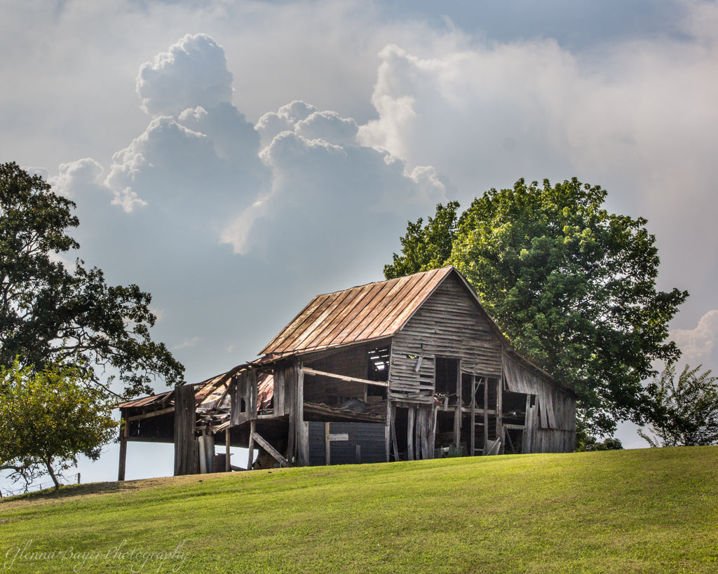 Old wood barn on hill in summer in Red Valley, Virginia