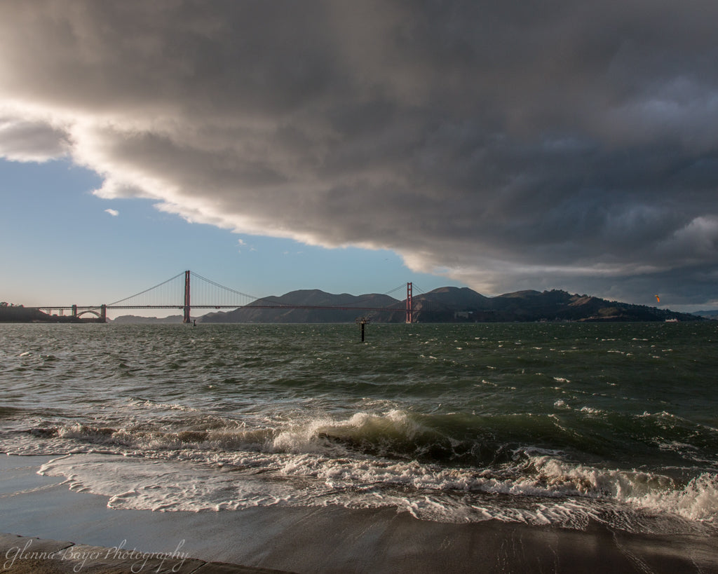 Storm over Golden Gate and bay in California
